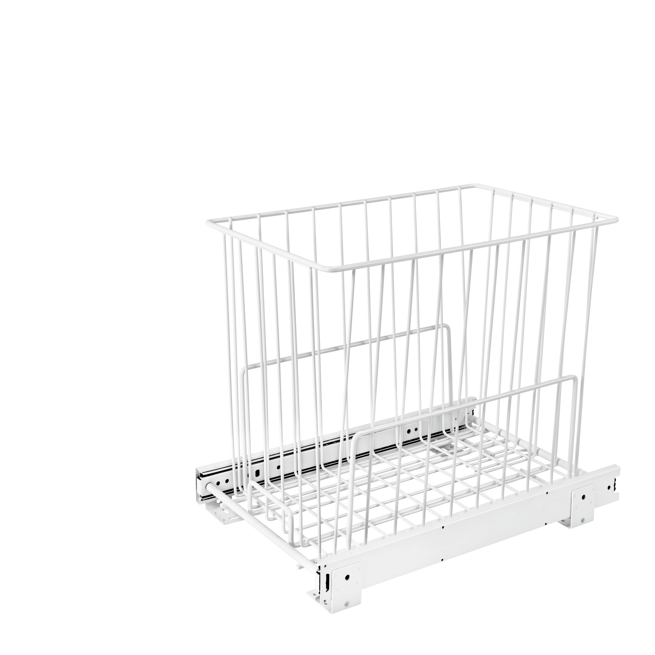 White Wire Pullout Hamper w/ Full-Extension Slides