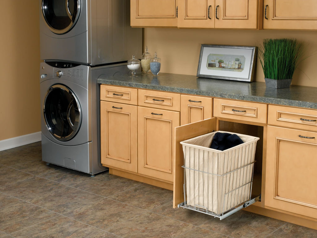 Chrome Wire Pullout Hamper w/ Full-Extension Slides