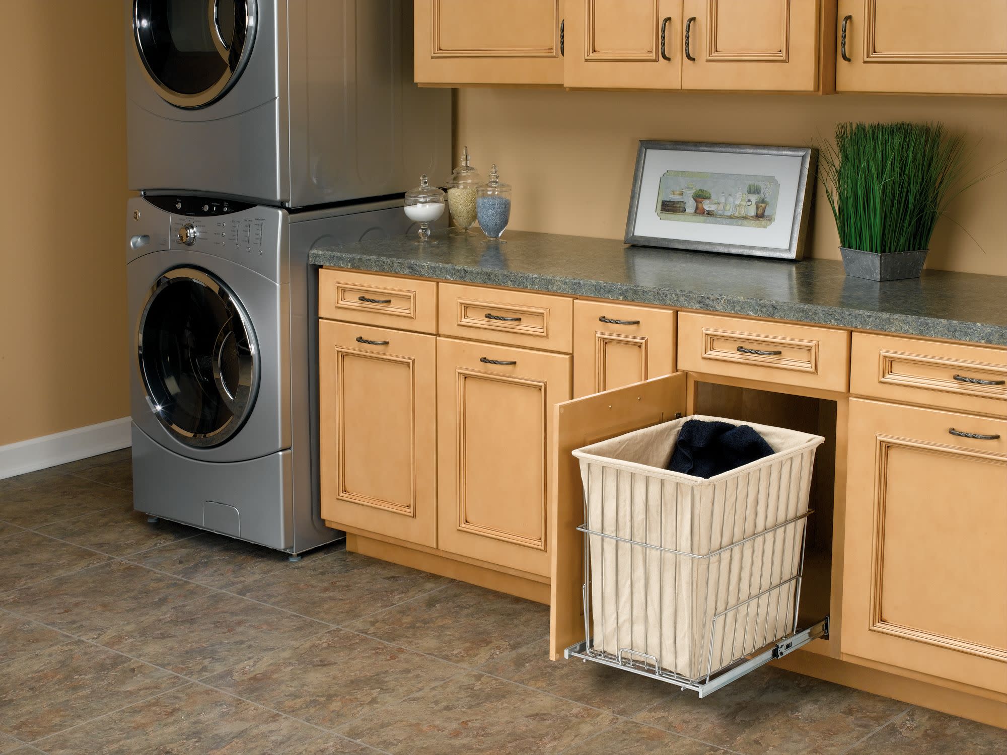 Chrome Wire Pullout Hamper w/ Full-Extension Slides