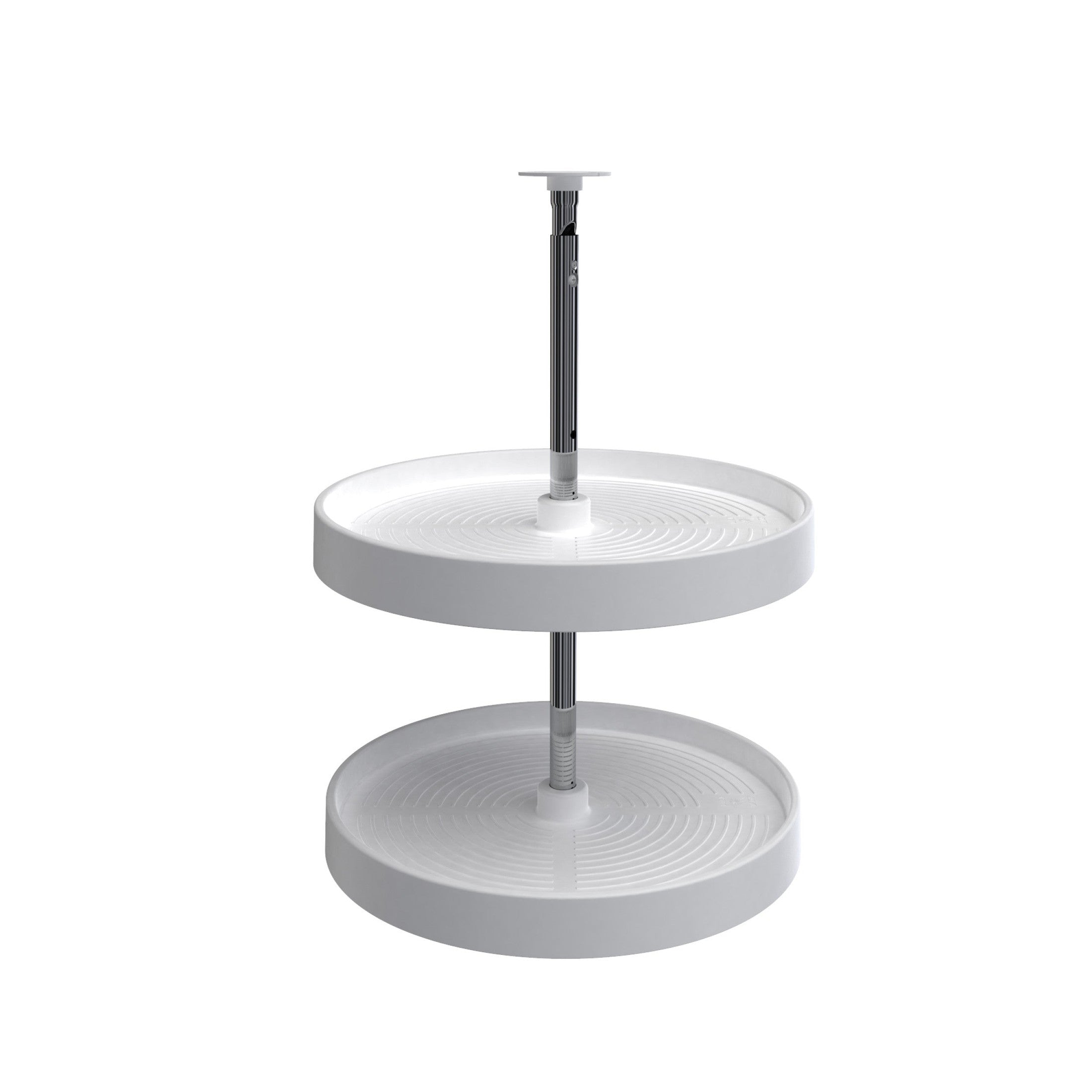 18" White Lazy Daisy Polymer Full-Circle 2-Shelf Lazy Susan for Corner Wall Cabinets