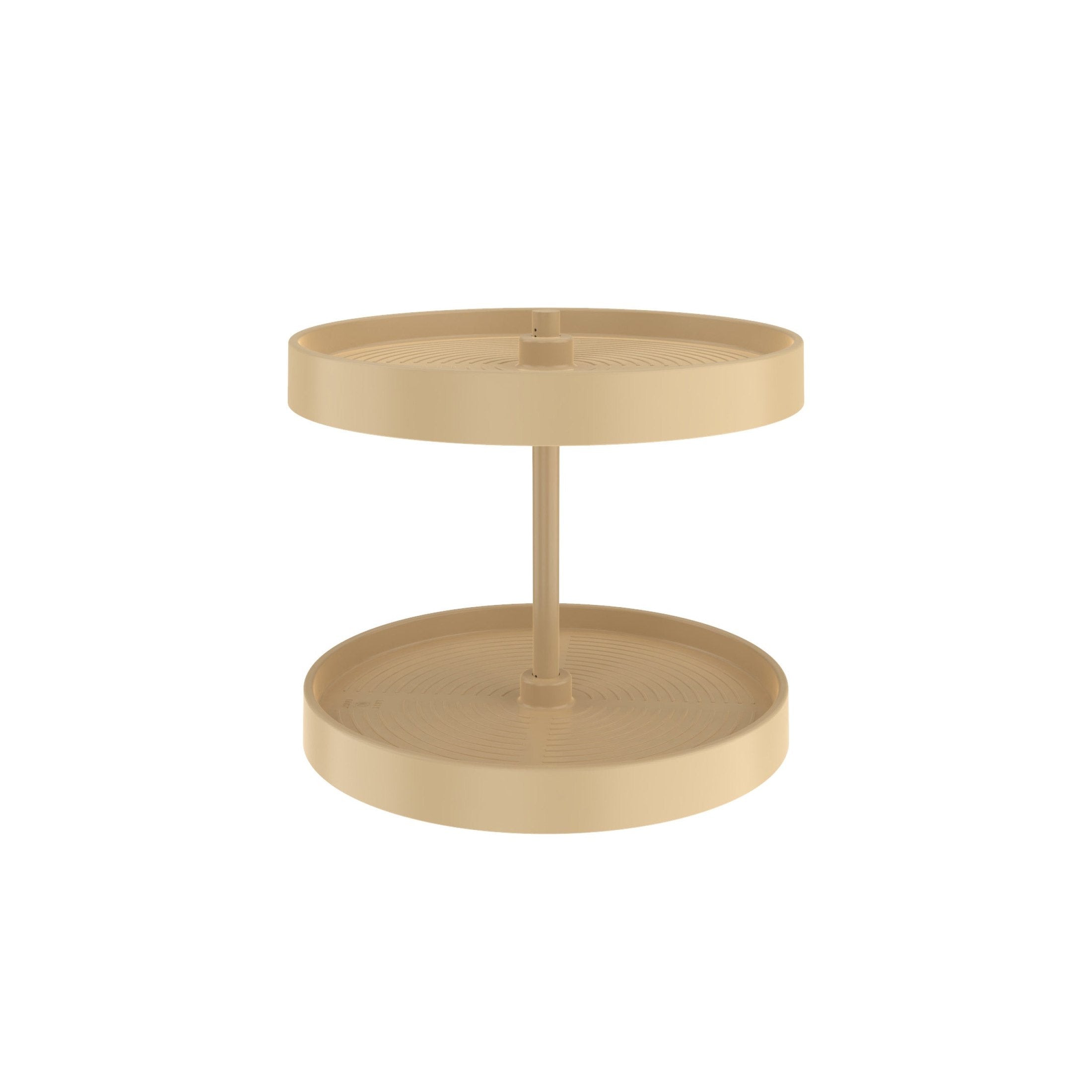18" Almond Lazy Daisy Polymer Full-Circle 2-Shelf Lazy Susan w/Bottom-Mount Hardware for Corner Wall Cabinets