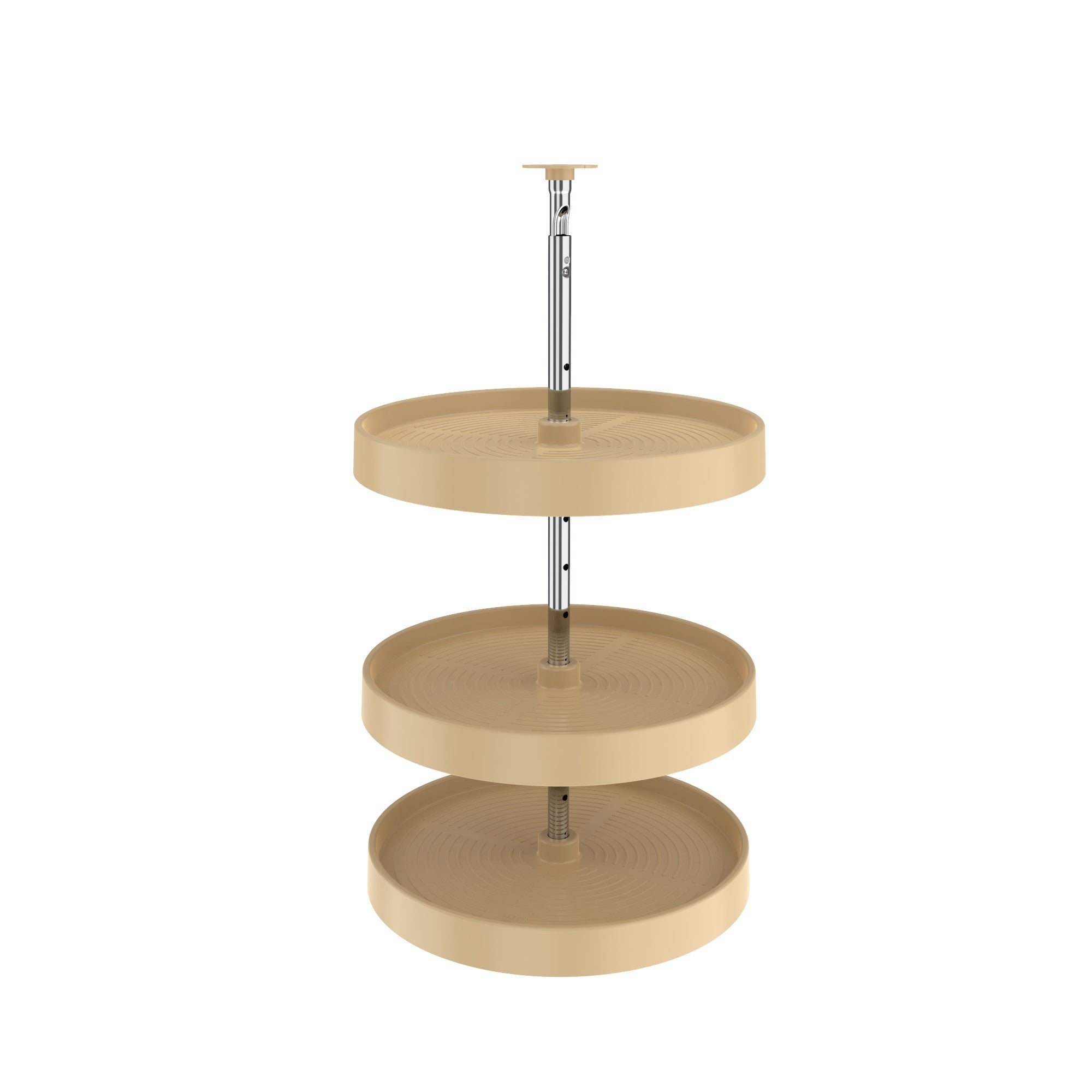 18" Almond Lazy Daisy Polymer Full-Circle 3-Shelf Lazy Susan for 34" H Corner Wall Cabinets
