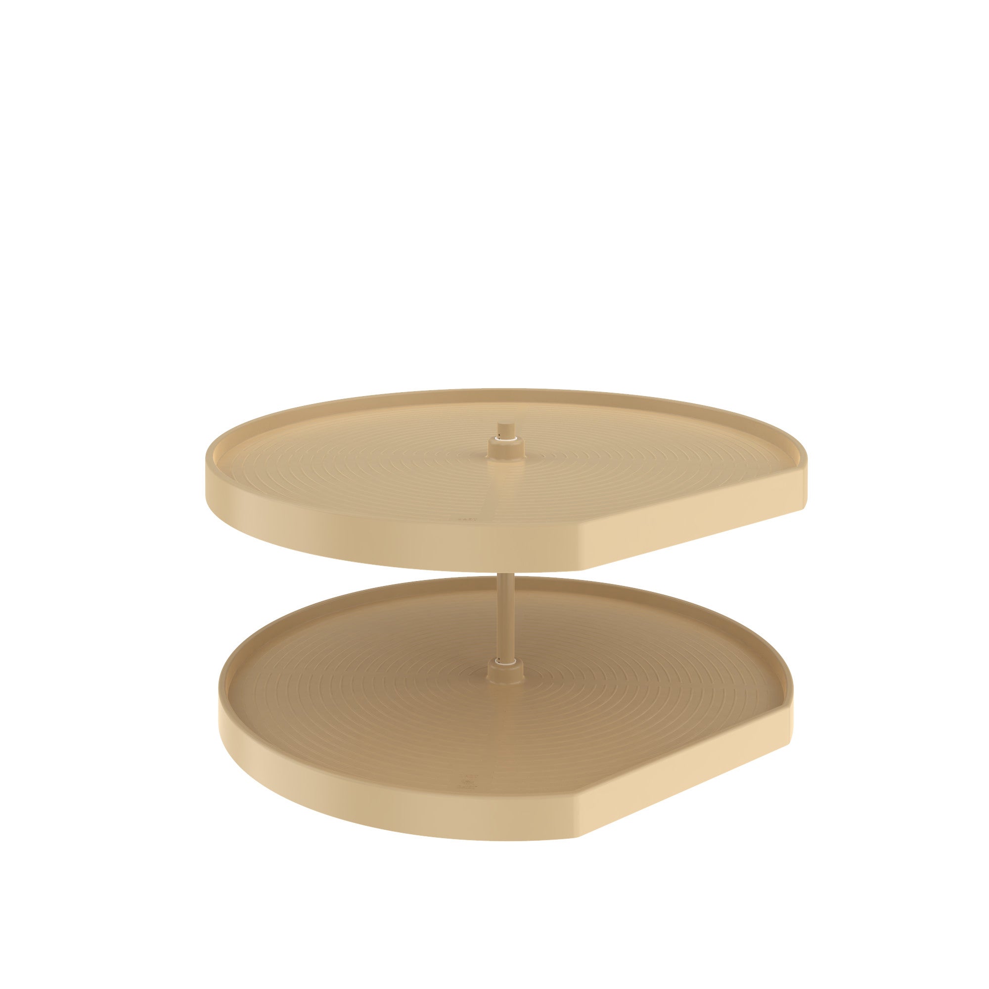 32" Almond Lazy Daisy Polymer D-Shaped 2-Shelf Lazy Susan w/Bottom-Mount Hardware for Corner Base Cabinets