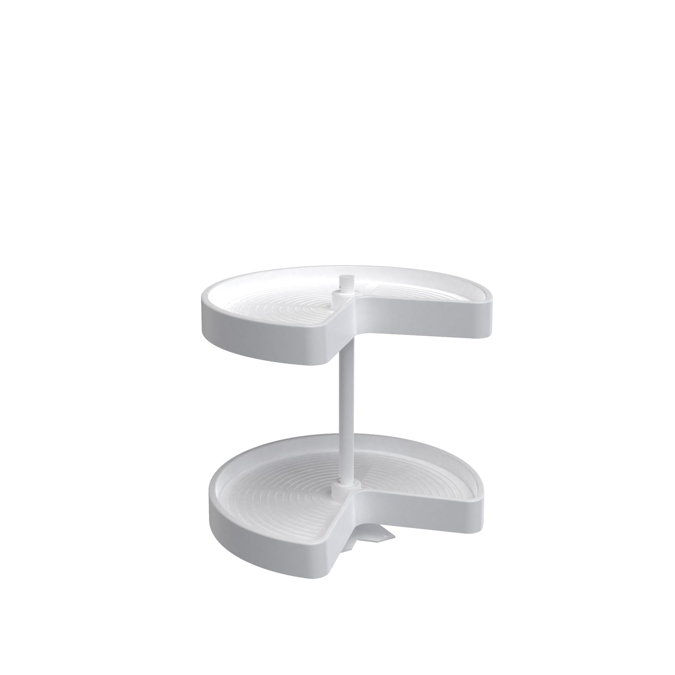 Polymer Kidney-Shaped 2-Shelf Lazy Susan w/Bottom Mount Hardware for Corner Wall Cabinets