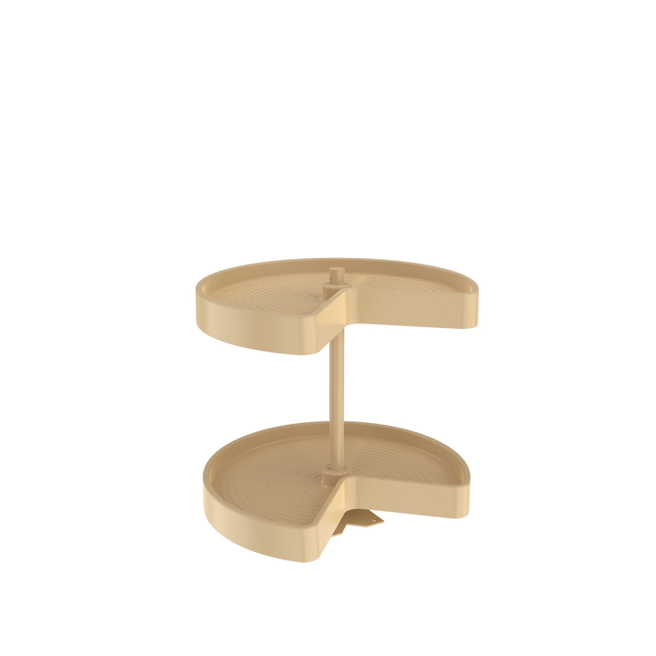 Polymer Kidney-Shaped 2-Shelf Lazy Susan w/Bottom Mount Hardware for Corner Wall Cabinets