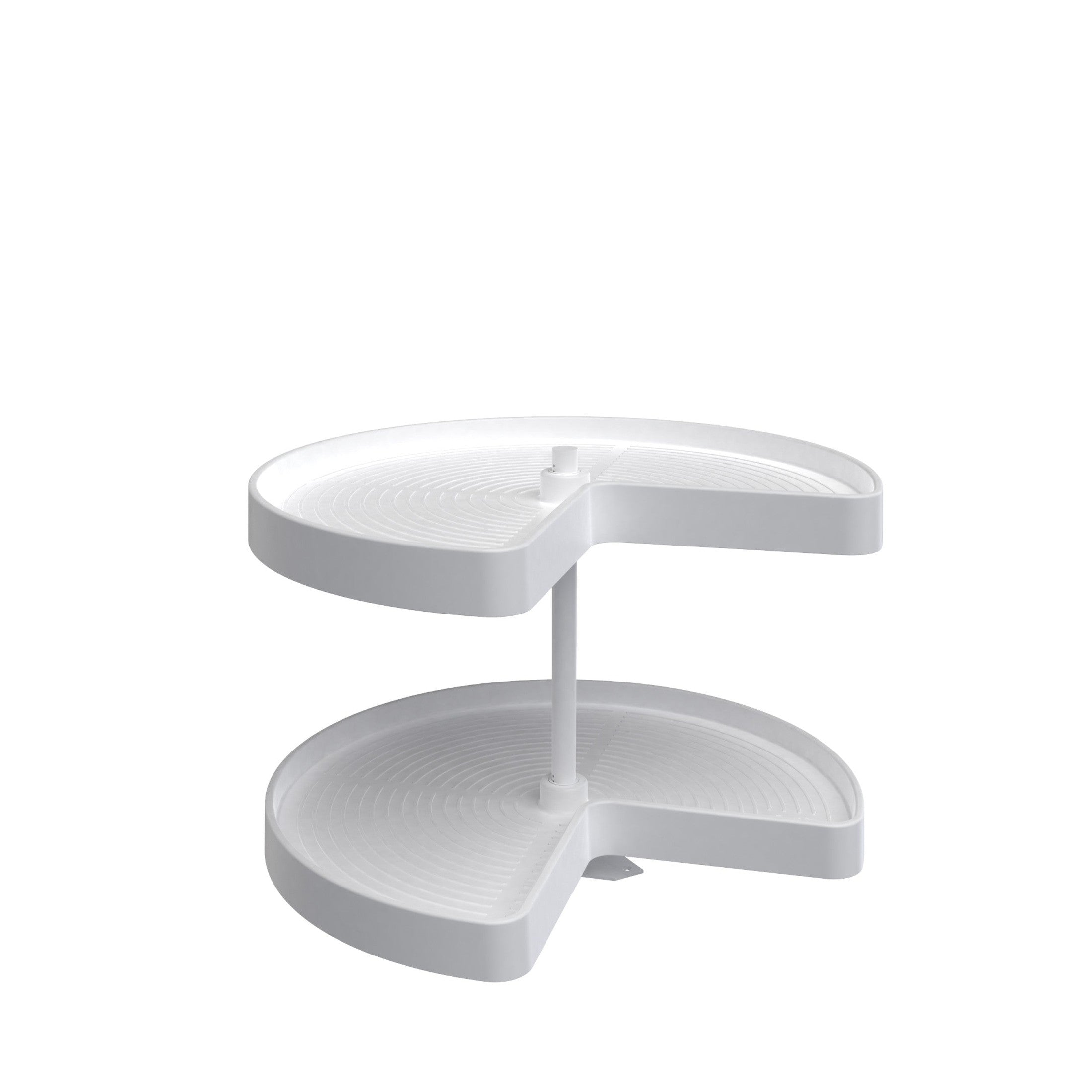 Polymer Kidney-Shaped 2-Shelf Lazy Susan w/Bottom Mount Hardware for Corner Base Cabinets