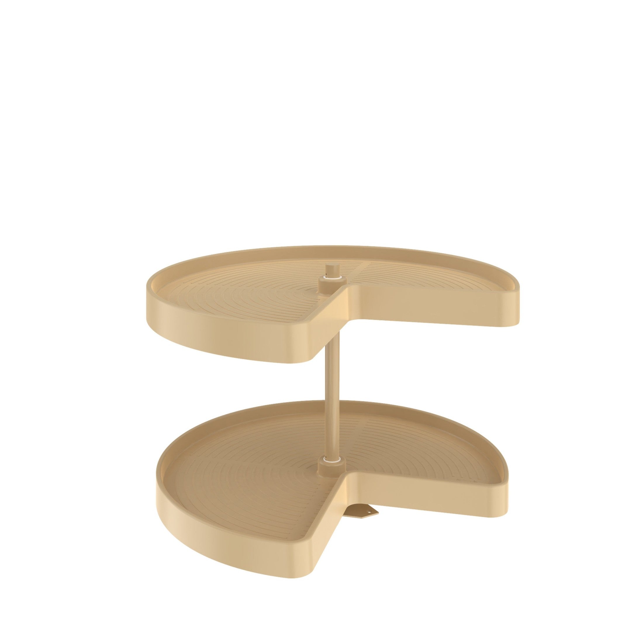 Polymer Kidney-Shaped 2-Shelf Lazy Susan w/Bottom Mount Hardware for Corner Base Cabinets