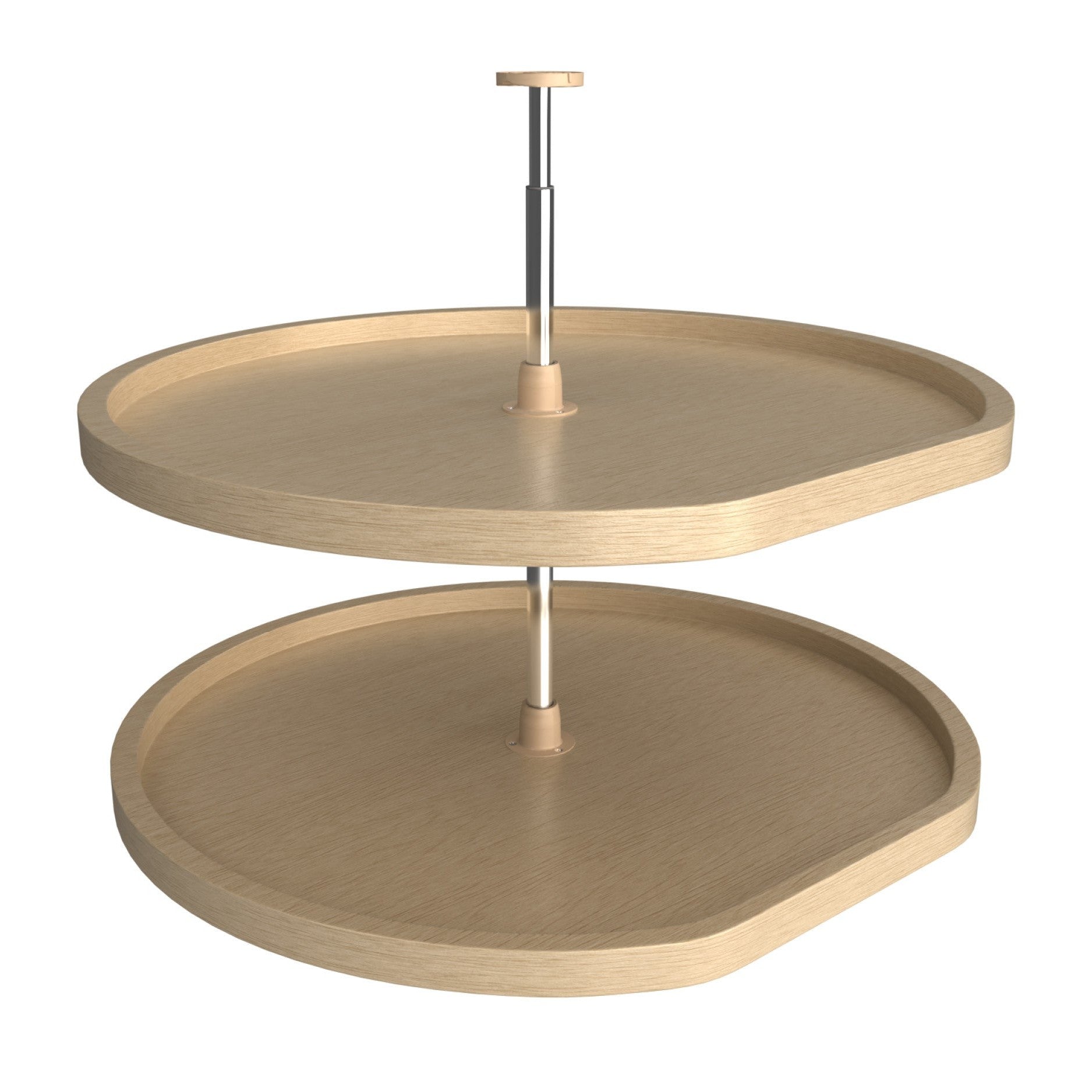 Banded Wood D-Shaped 2-Shelf Lazy Susans for Corner Base Cabinets