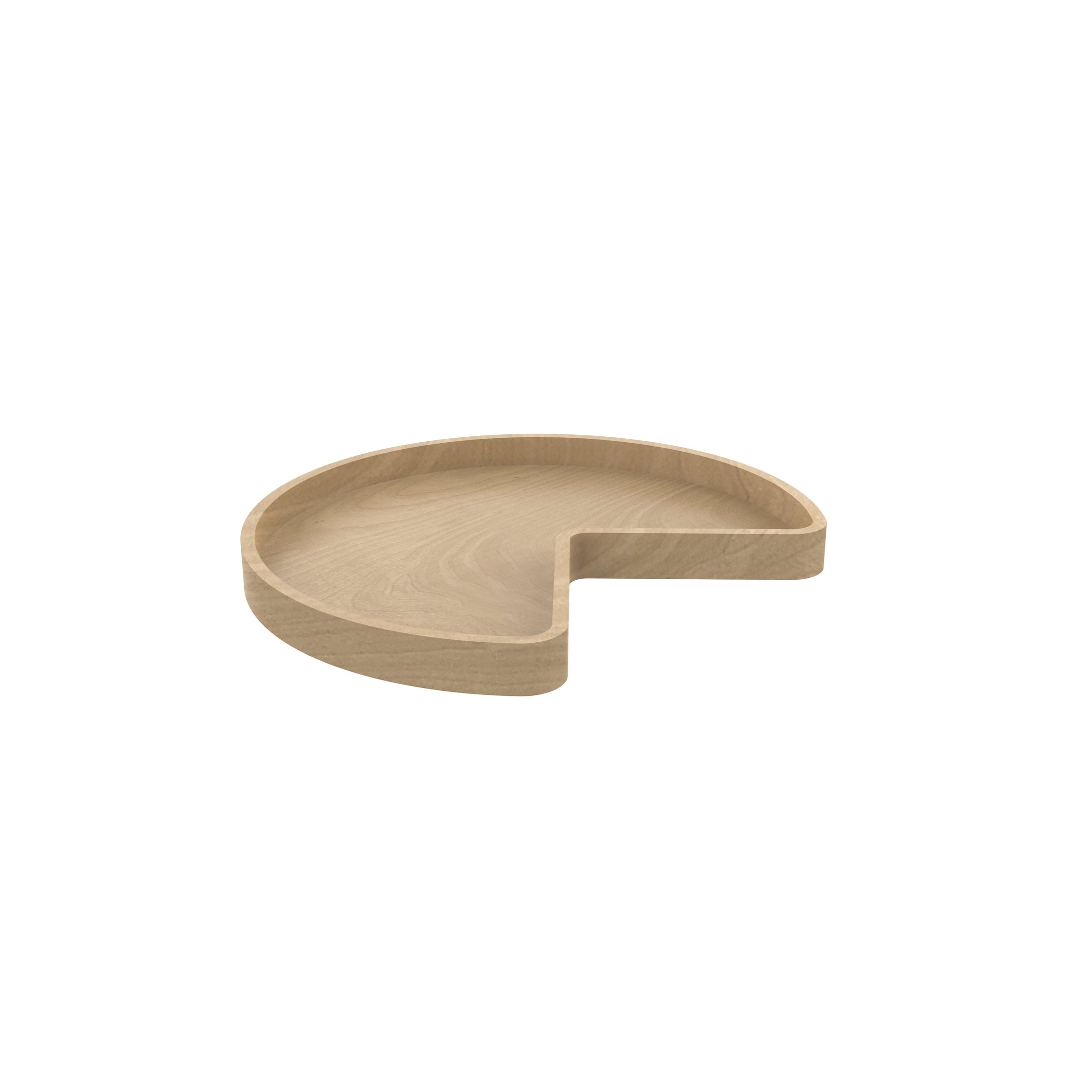 Banded Wood Full Kidney-Shaped Lazy Susan for Corner Base Cabinets