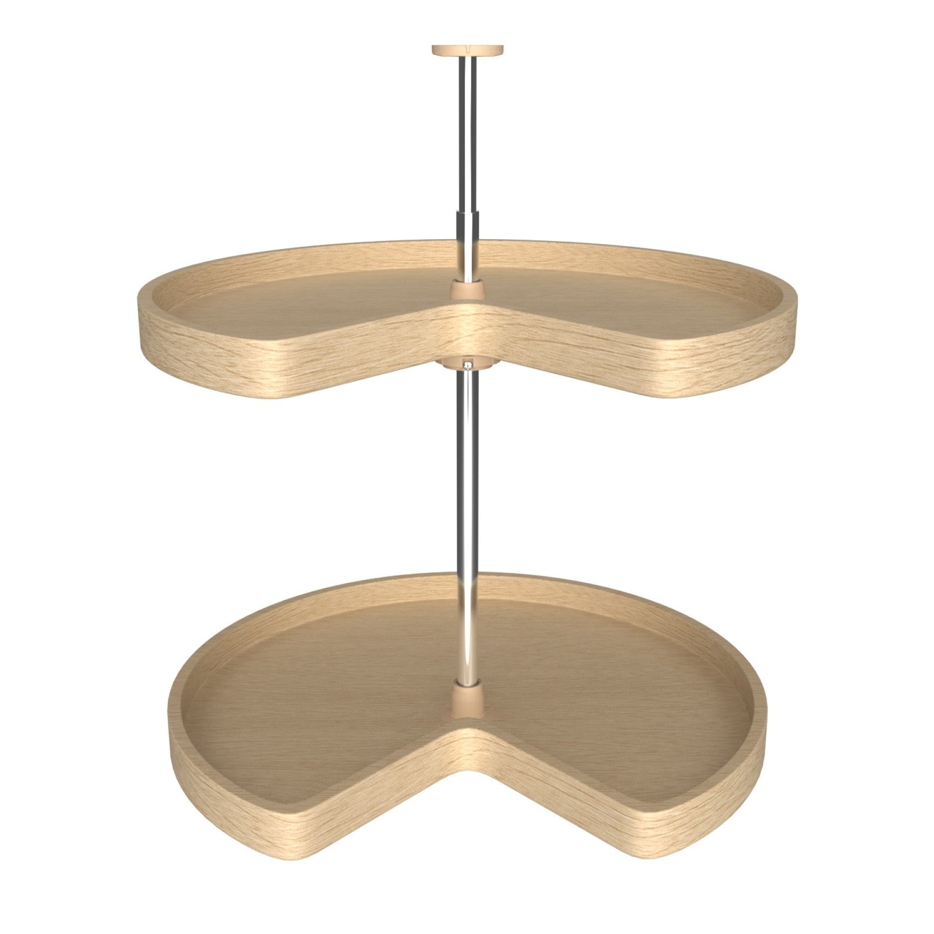 Banded Wood Kidney-Shaped 2-Shelf Lazy Susan Shelf for Corner Base Cabinets