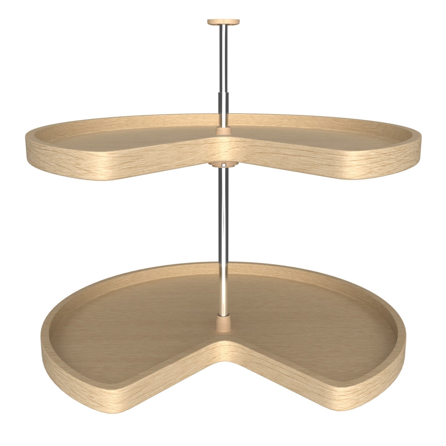 Banded Wood Kidney-Shaped 2-Shelf Lazy Susan Shelf for Corner Base Cabinets