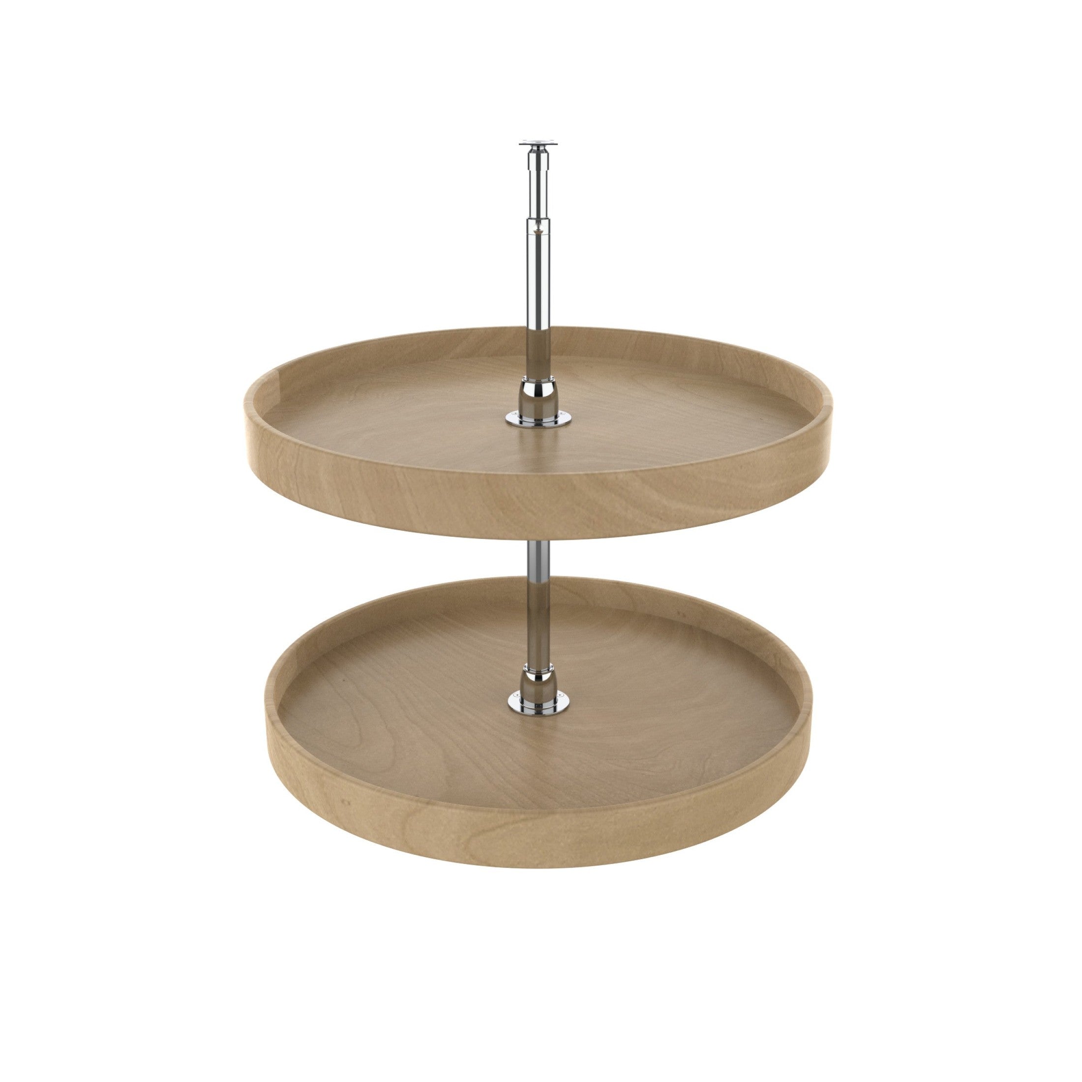 Natural Wood Full-Circle 2-Shelf Lazy Susans for Corner Base Cabinets