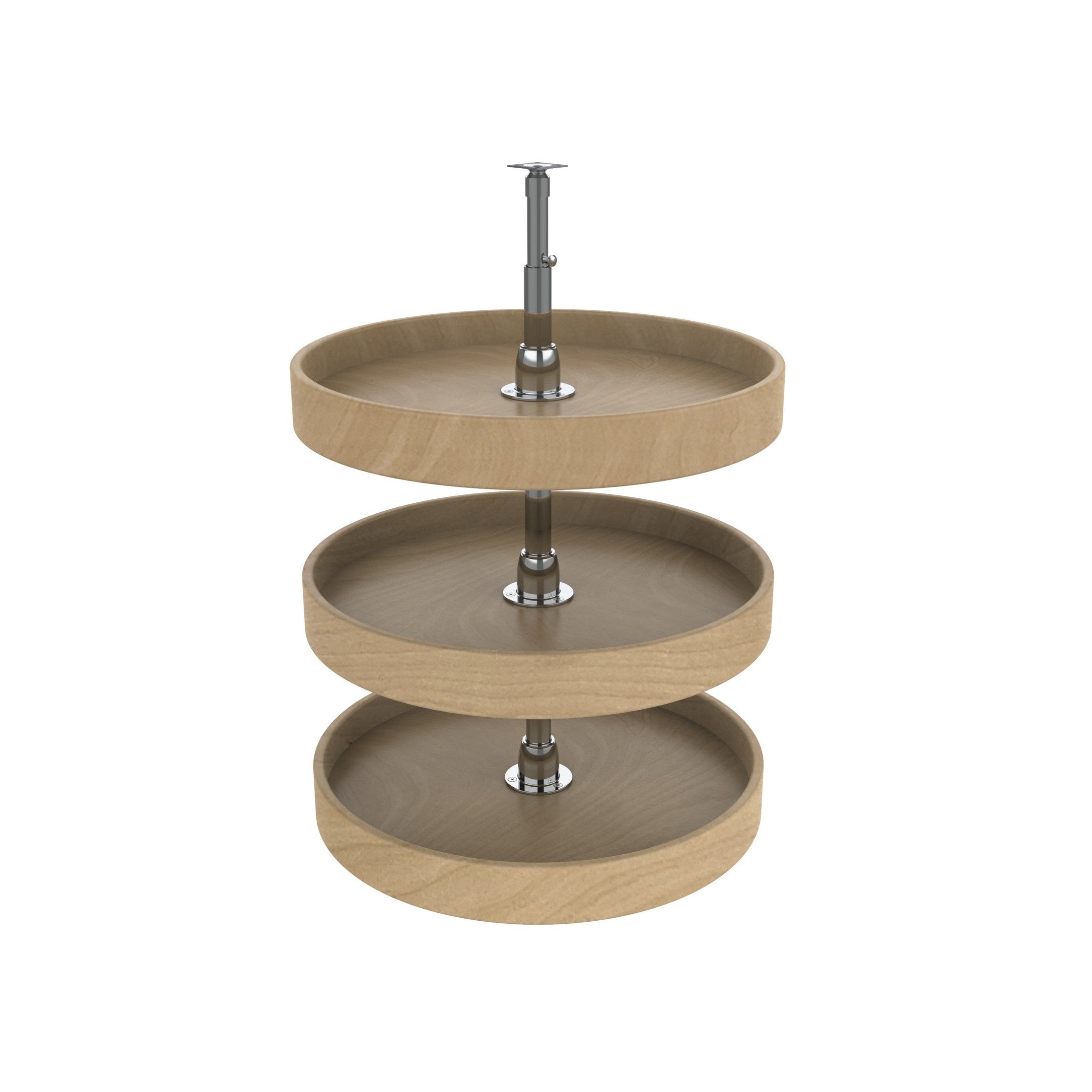 18" Natural Wood Full-Circle 3-Shelf Lazy Susans for 36" H Corner Wall Cabinets