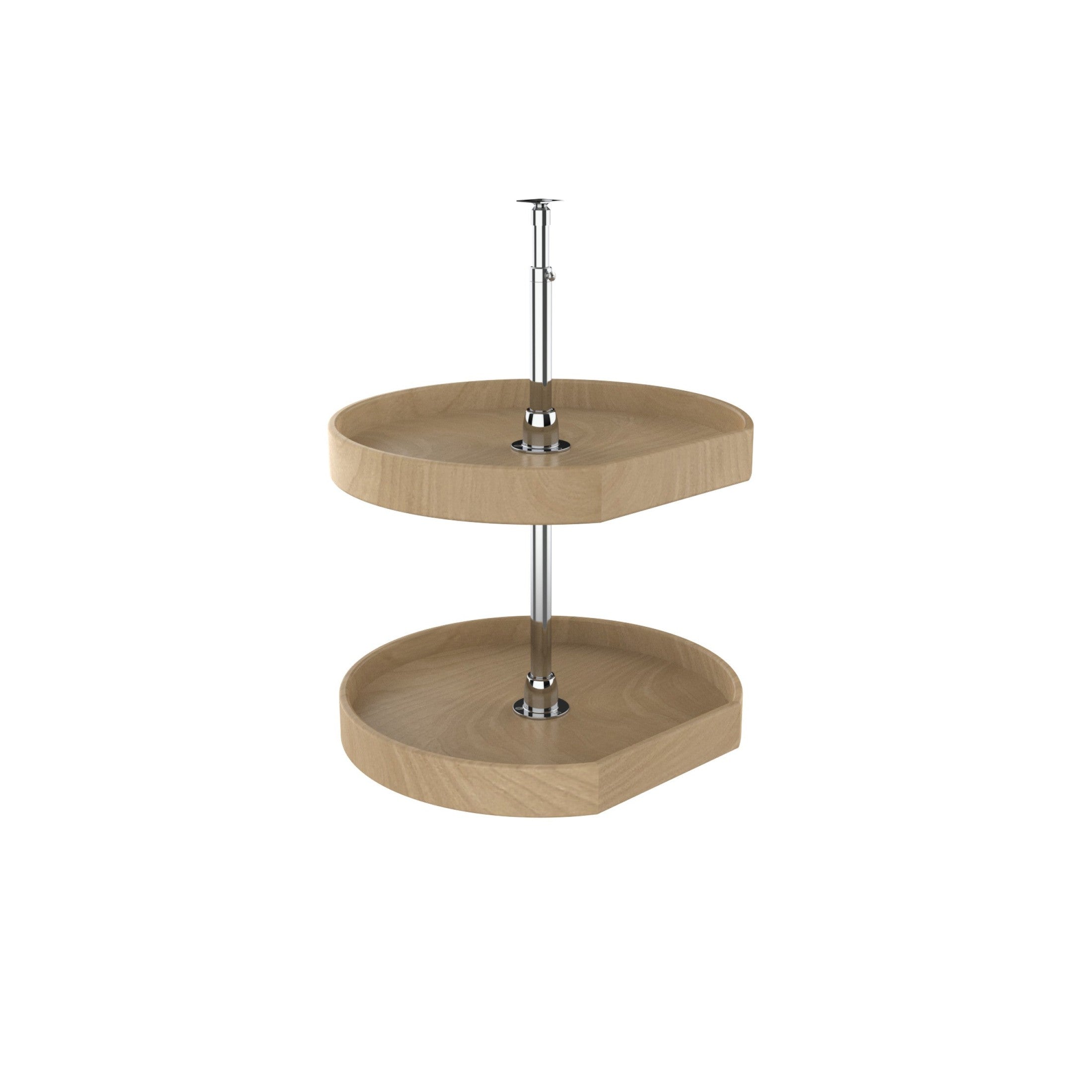 Natural Wood D-Shaped 2-Shelf Lazy Susans for Corner Wall Cabinets