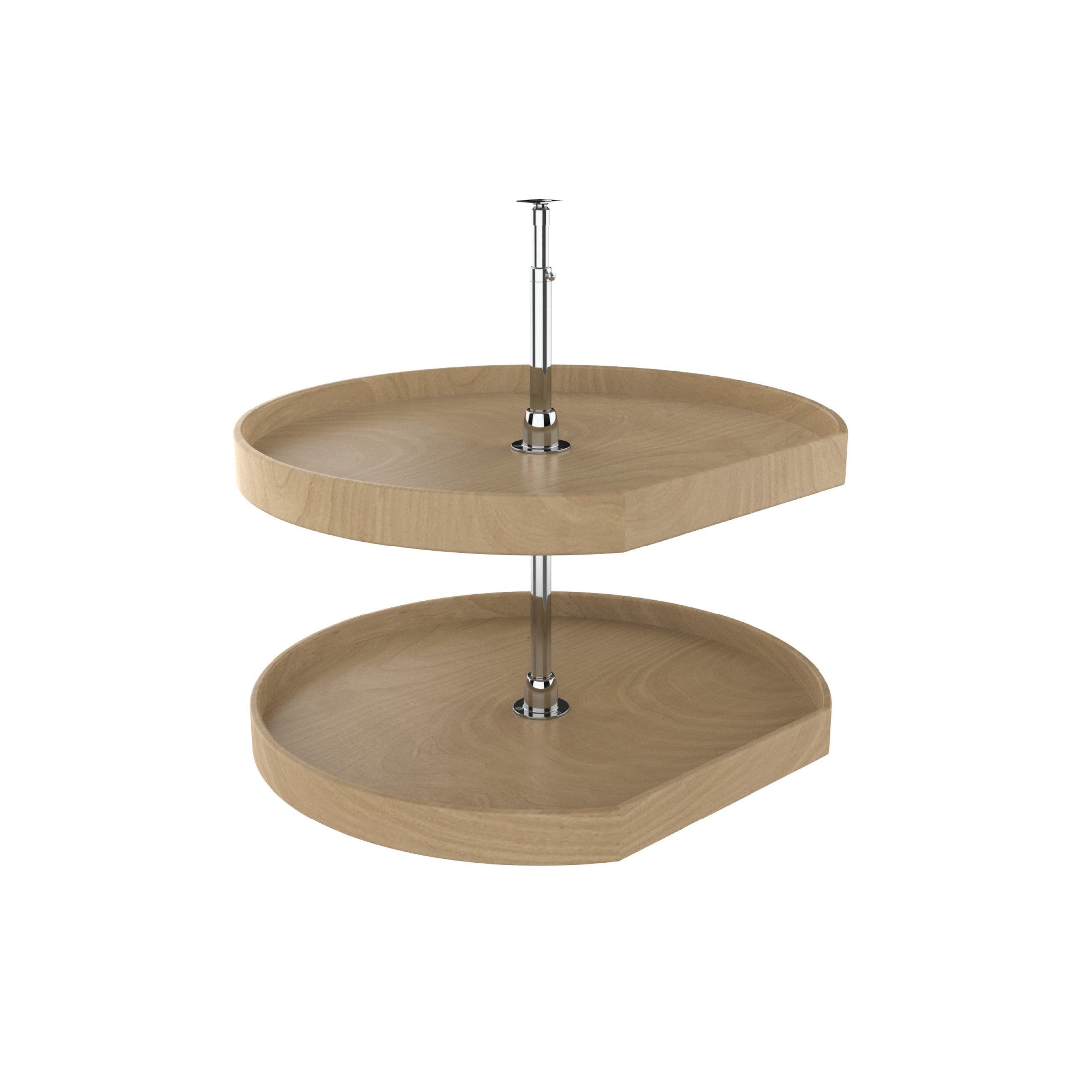 Natural Wood D-Shaped 2-Shelf Lazy Susans for Corner Base Cabinets