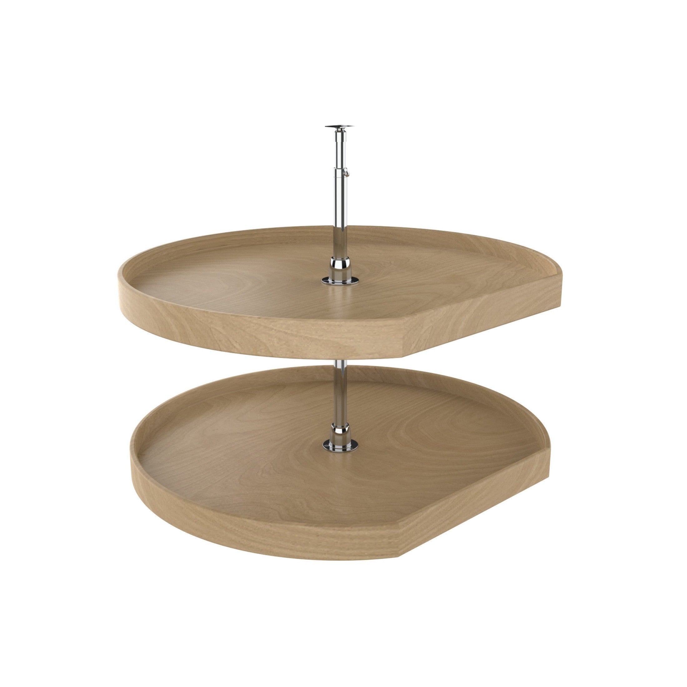Natural Wood D-Shaped 2-Shelf Lazy Susans for Corner Base Cabinets
