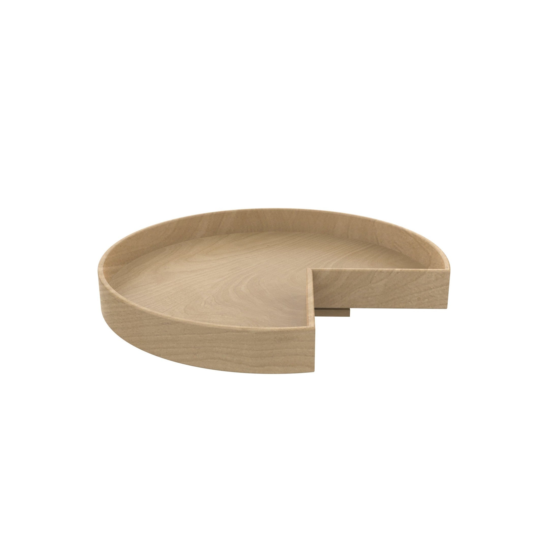 Natural Wood Tall Kidney-Shaped Lazy Susan for Corner Base Cabinets w/ Swivel Bearing