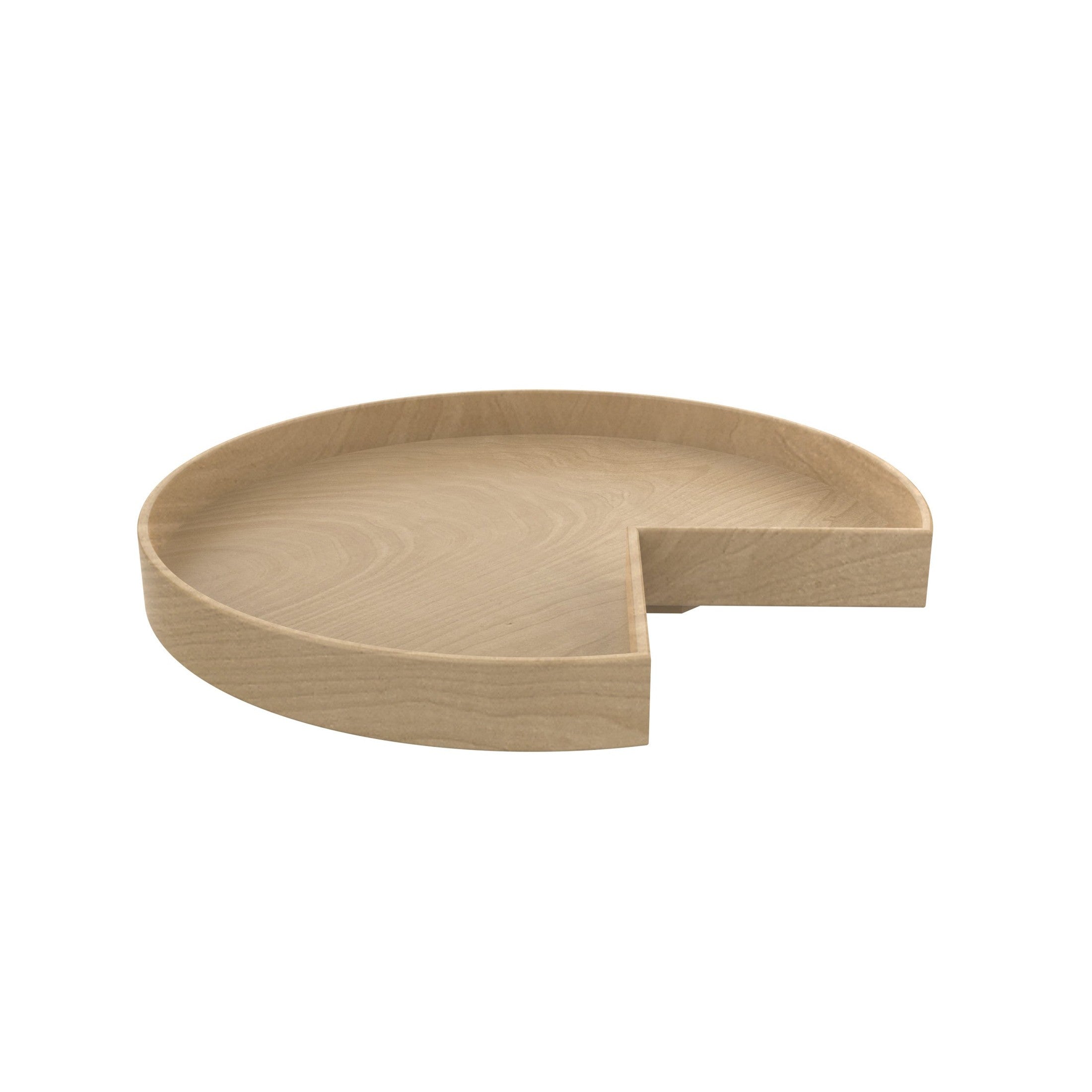Natural Wood Tall Kidney-Shaped Lazy Susan for Corner Base Cabinets w/ Swivel Bearing