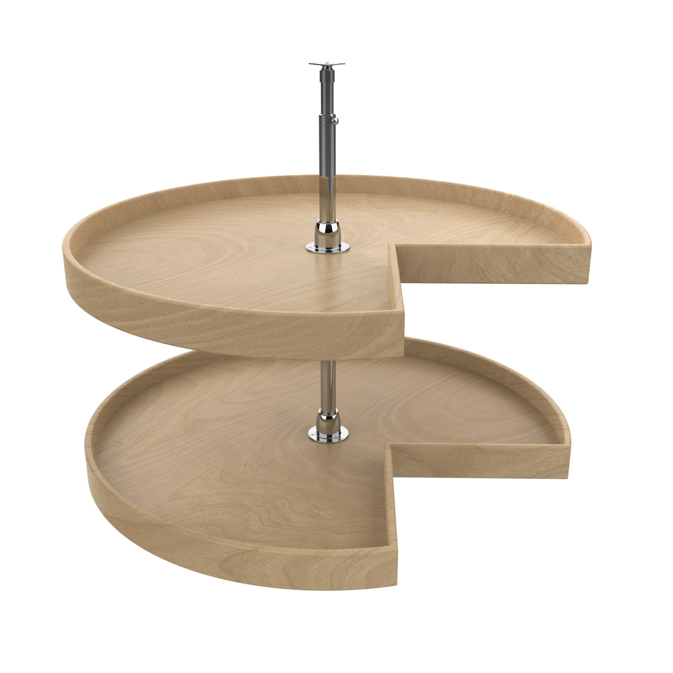 Natural Wood Kidney-Shaped-Shaped 2-Shelf Lazy Susans for Corner Base Cabinets