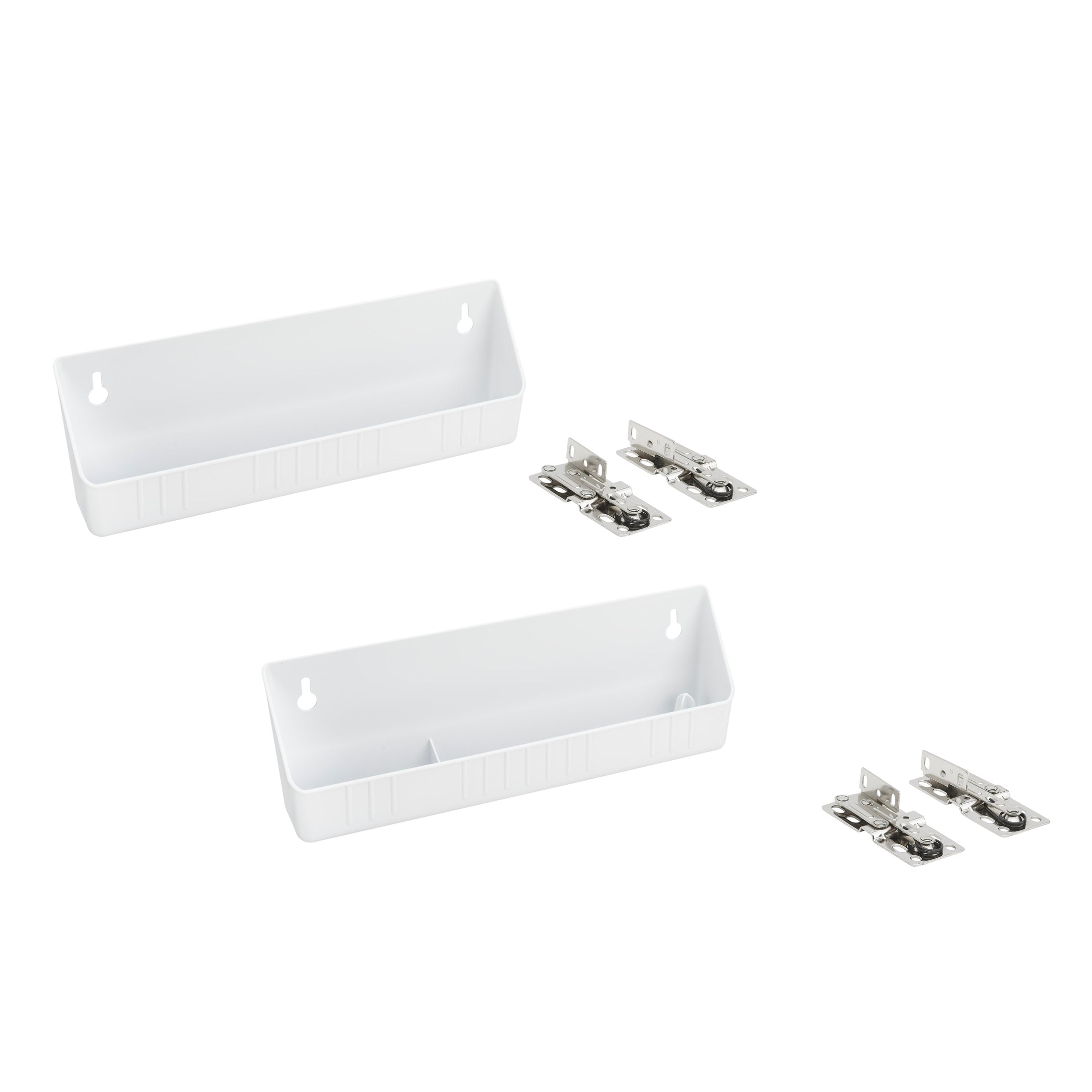 11" White Tip-Out Tray LD Deluxe w/ 2 Pair of 45 Degree Hinges for Sink Base