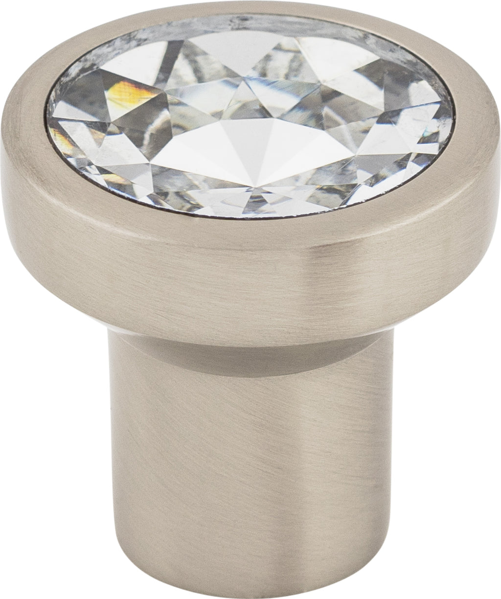 Top Knobs Wentworth Crystal Round Series 1-1/8"L Knob, Brushed Satin Nickel Base