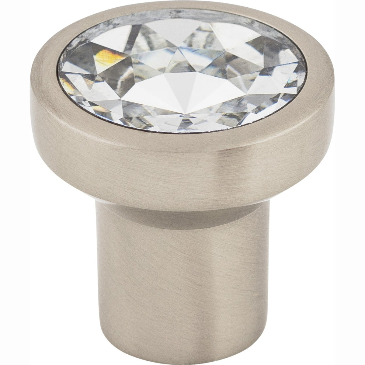 Top Knobs Wentworth Crystal Round Series 1-1/8"L Knob, Brushed Satin Nickel Base