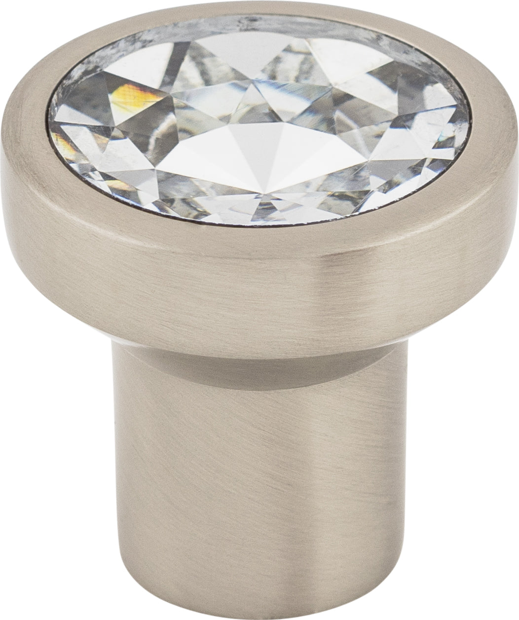 Top Knobs Wentworth Crystal Round Series 1-1/8"L Knob, Brushed Satin Nickel Base
