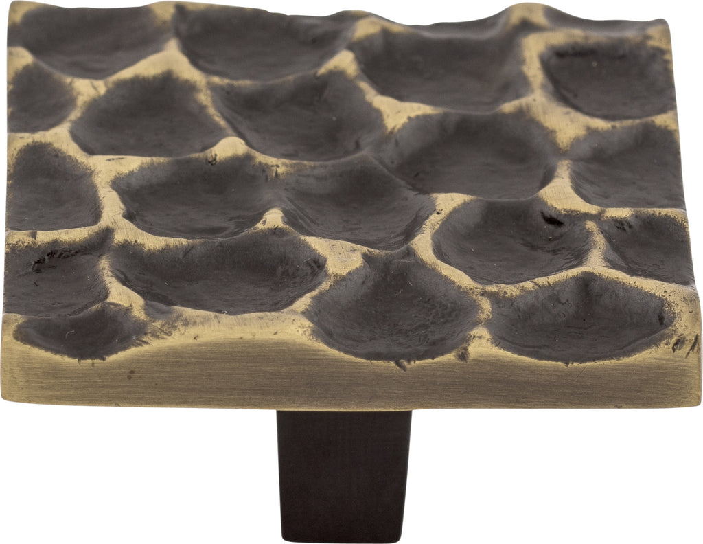Top Knobs Cobblestone Series 1-15/16"L Square Knob, Brass Antique