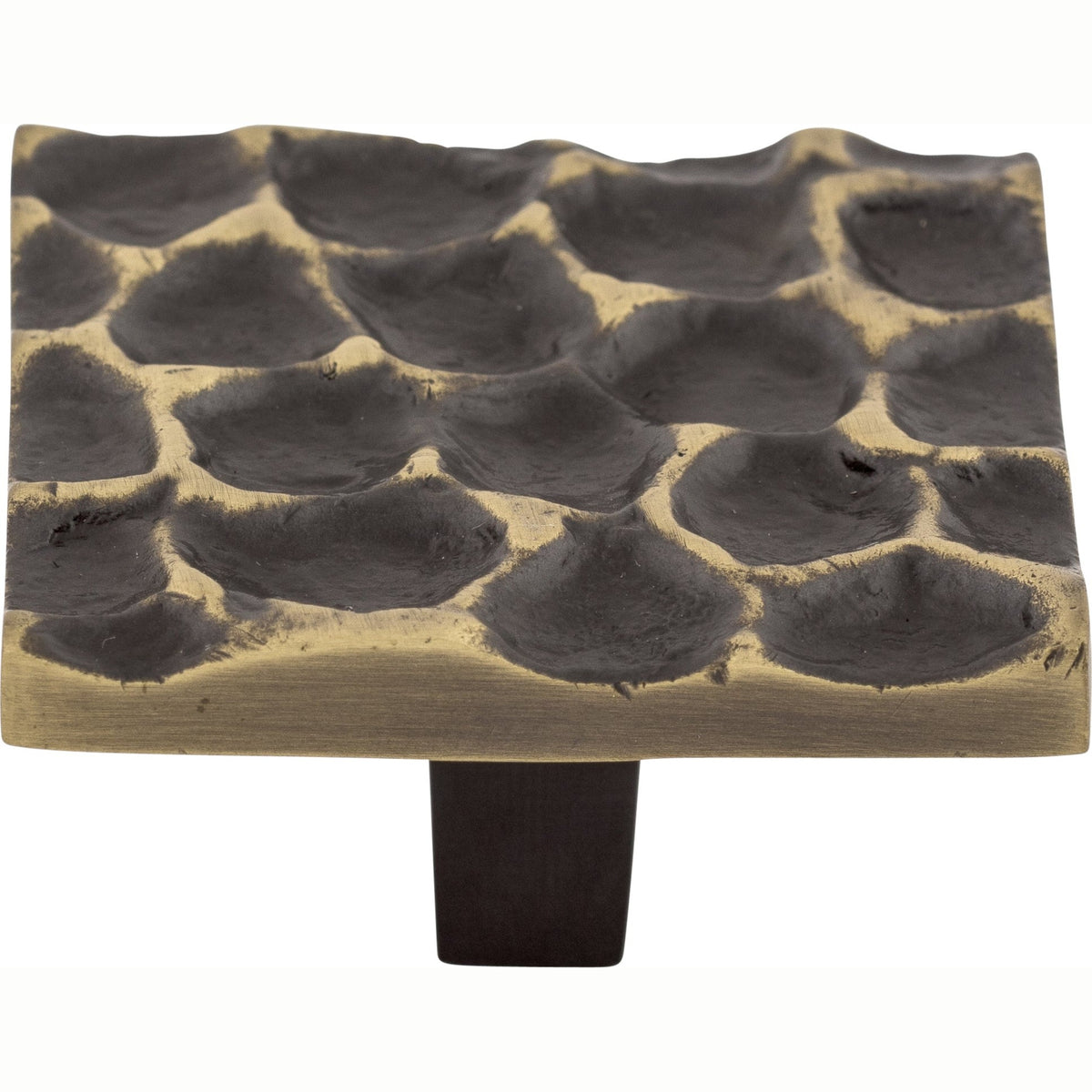 Top Knobs Cobblestone Series 1-15/16"L Square Knob, Brass Antique