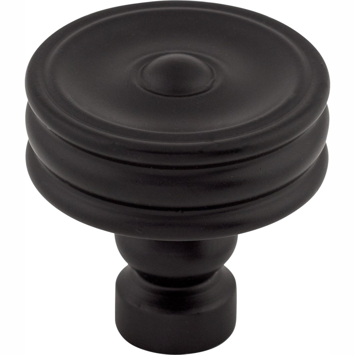 Top Knobs Brixton Series 1-1/4"L Ridged Knob, Flat Black