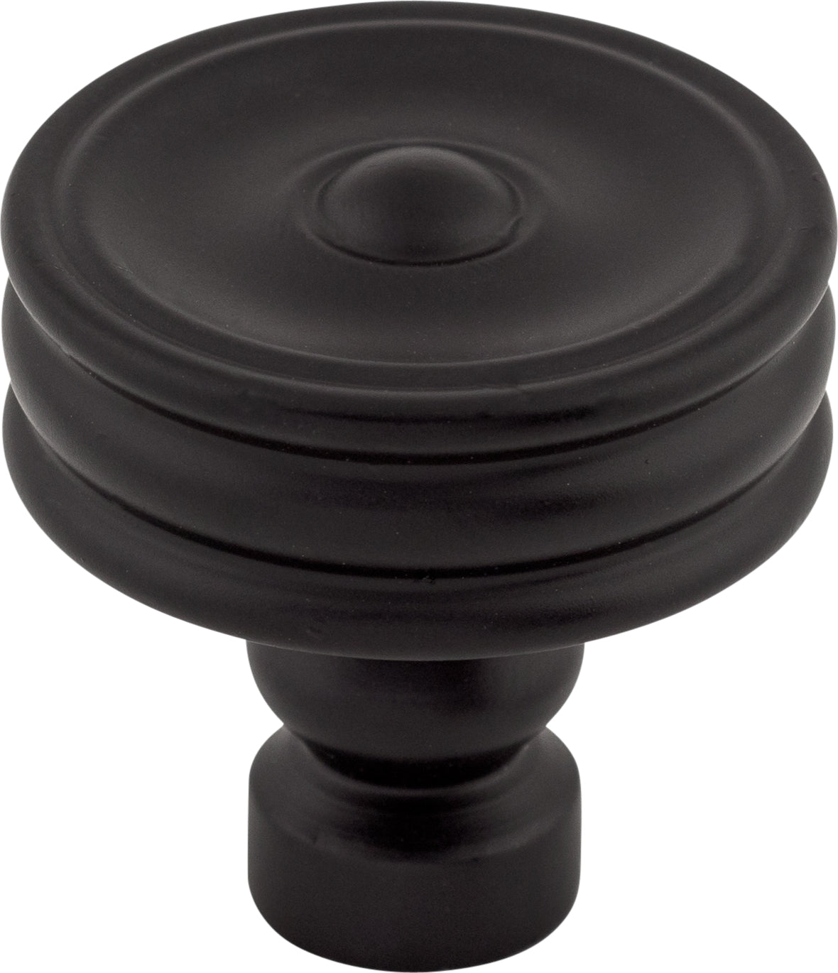 Top Knobs Brixton Series 1-1/4"L Ridged Knob, Flat Black