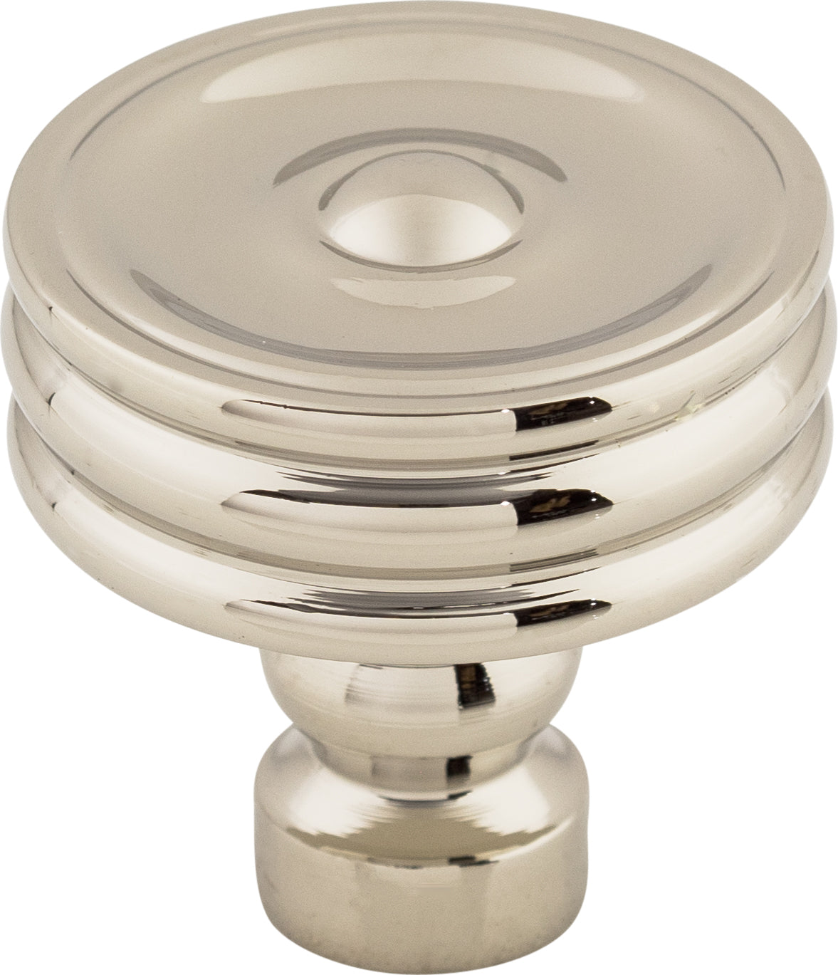 Top Knobs Brixton Series 1-1/4"L Ridged Knob, Polished Nickel