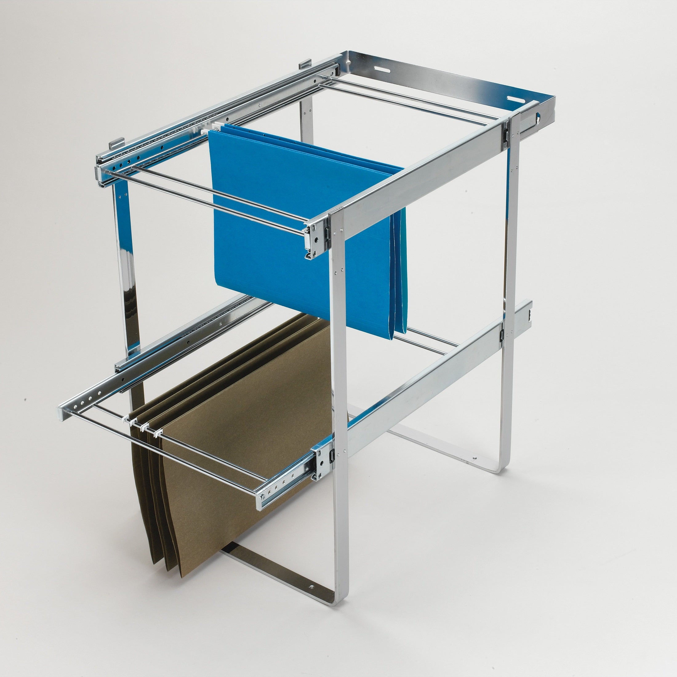 Chrome Two-Tier File Drawer System w/ Full-Extension Slides