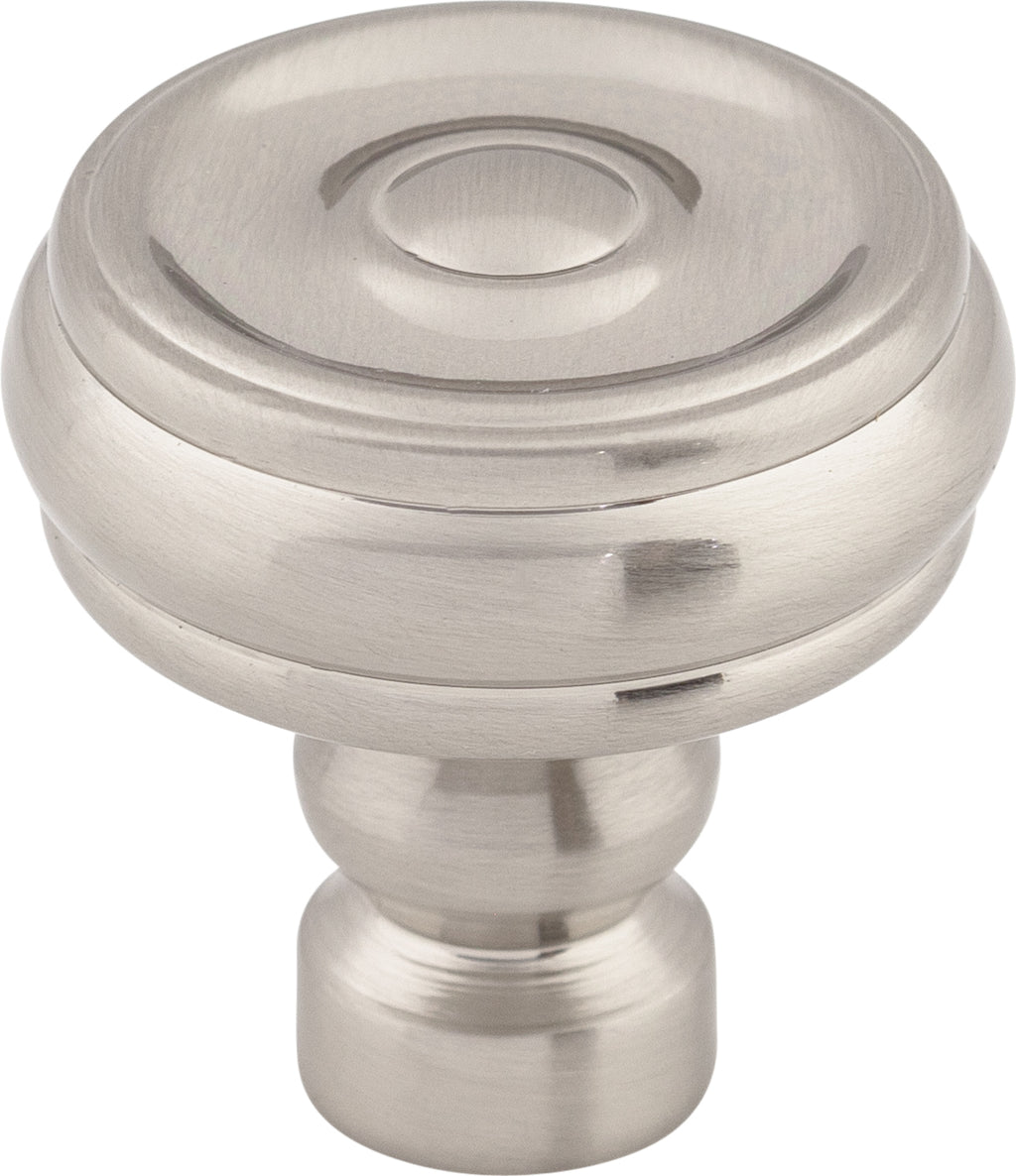 Top Knobs Brixton Series 1-1/4"L Button Knob, Brushed Satin Nickel