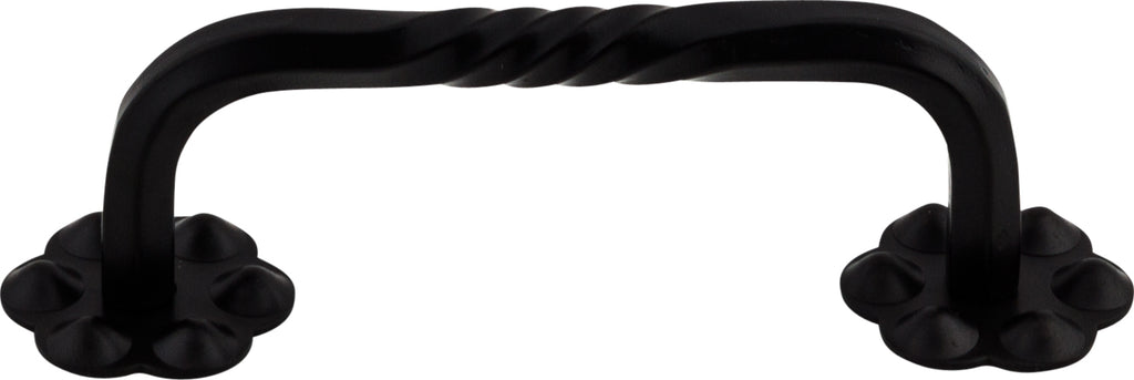 Top Knobs Thin Twist Series 3-5/32"(81mm) CC D-Pull w/Backplate, Patina Black
