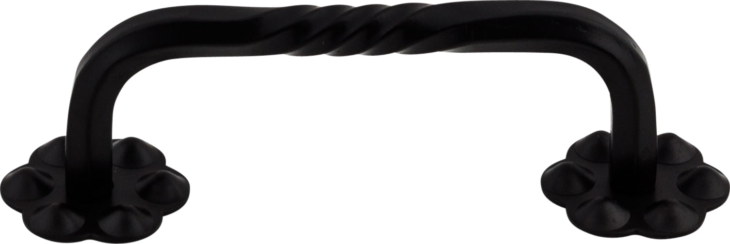 Top Knobs Thin Twist Series 3-5/32"(81mm) CC D-Pull w/Backplate, Patina Black