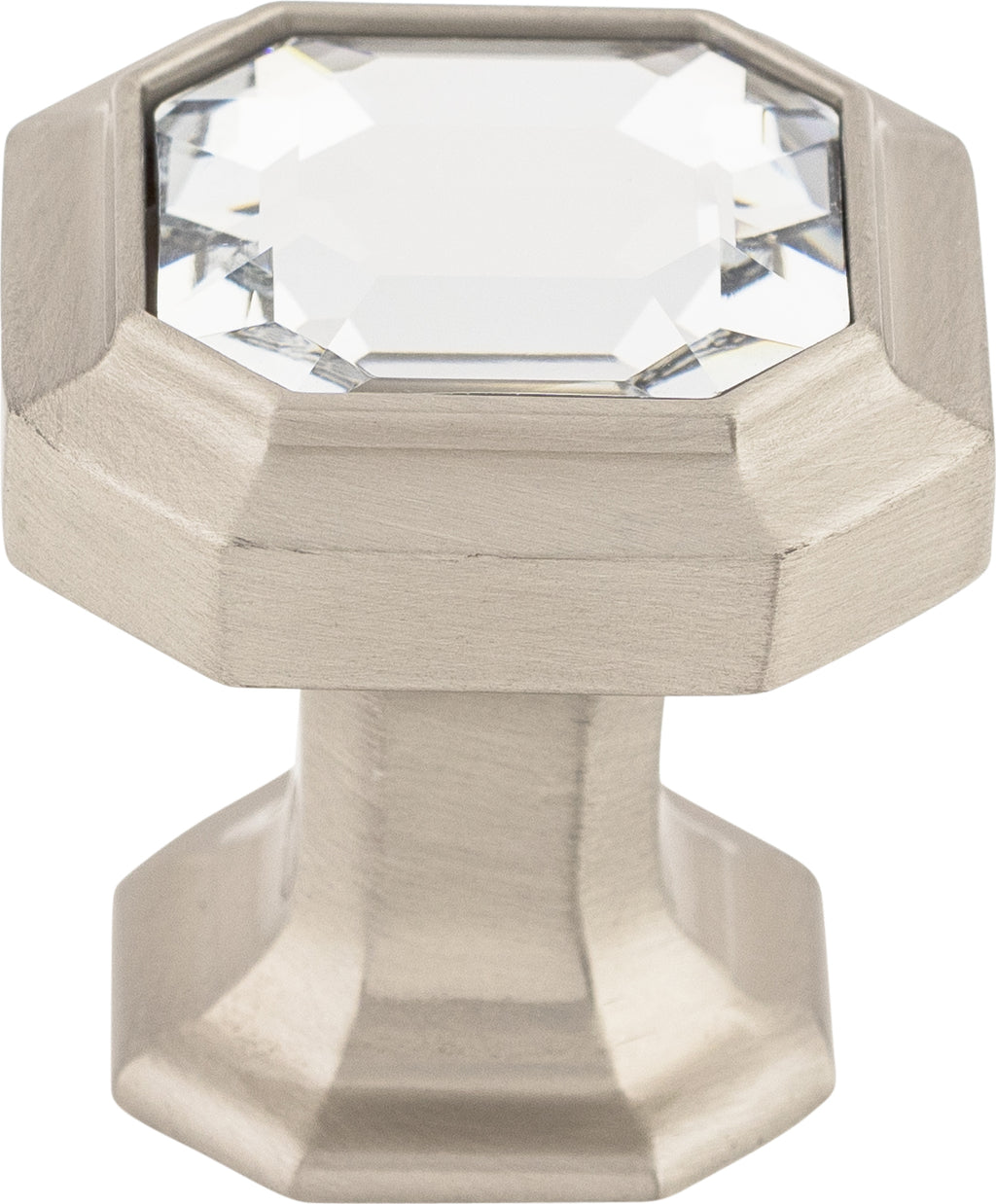 Top Knobs Crystal Emerald Series 1-1/8"L Knob, Brushed Satin Nickel