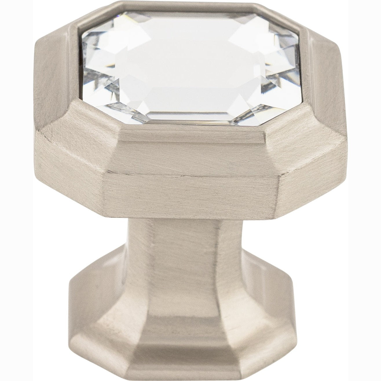 Top Knobs Crystal Emerald Series 1-1/8"L Knob, Brushed Satin Nickel