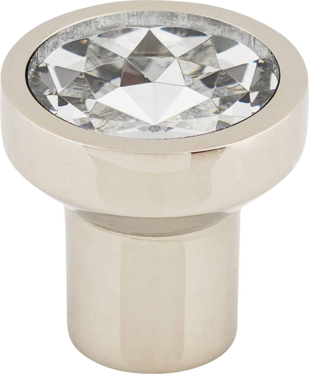 Top Knobs Wentworth Crystal Round Series 1-1/8"L Knob, Polished Nickel Base