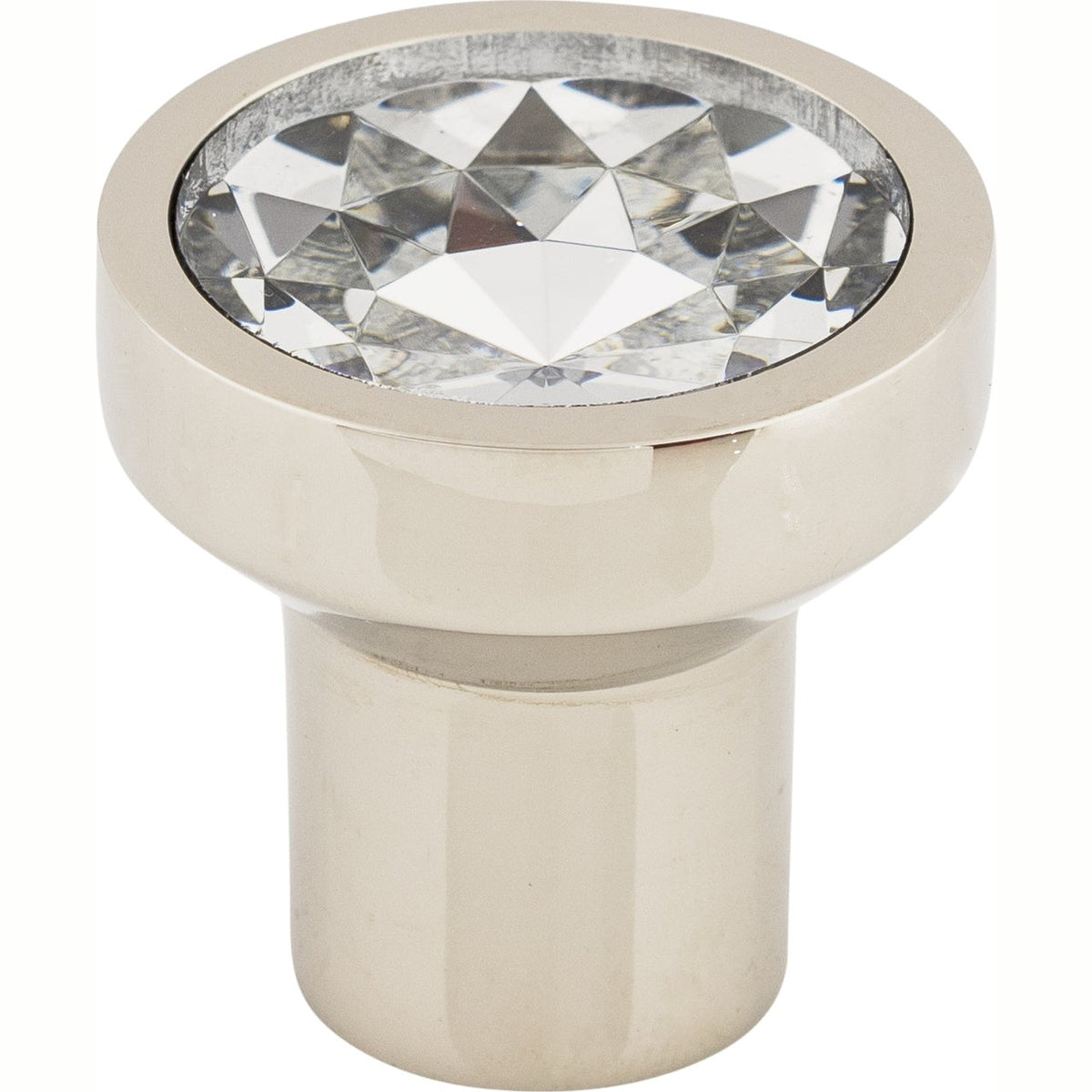 Top Knobs Wentworth Crystal Round Series 1-1/8"L Knob, Polished Nickel Base