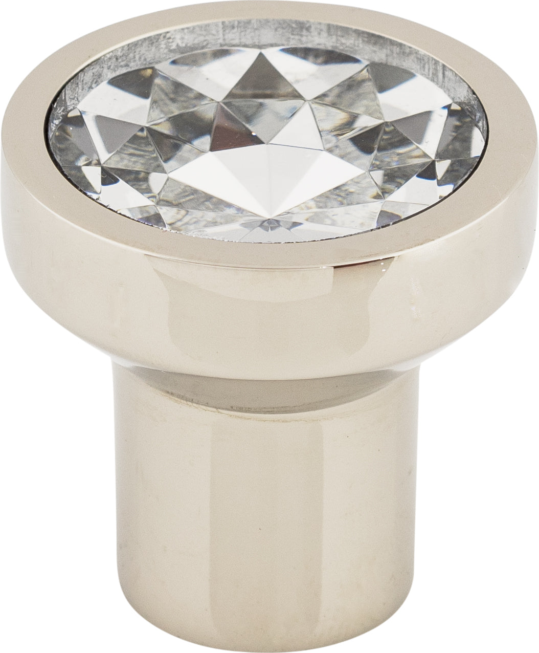 Top Knobs Wentworth Crystal Round Series 1-1/8"L Knob, Polished Nickel Base