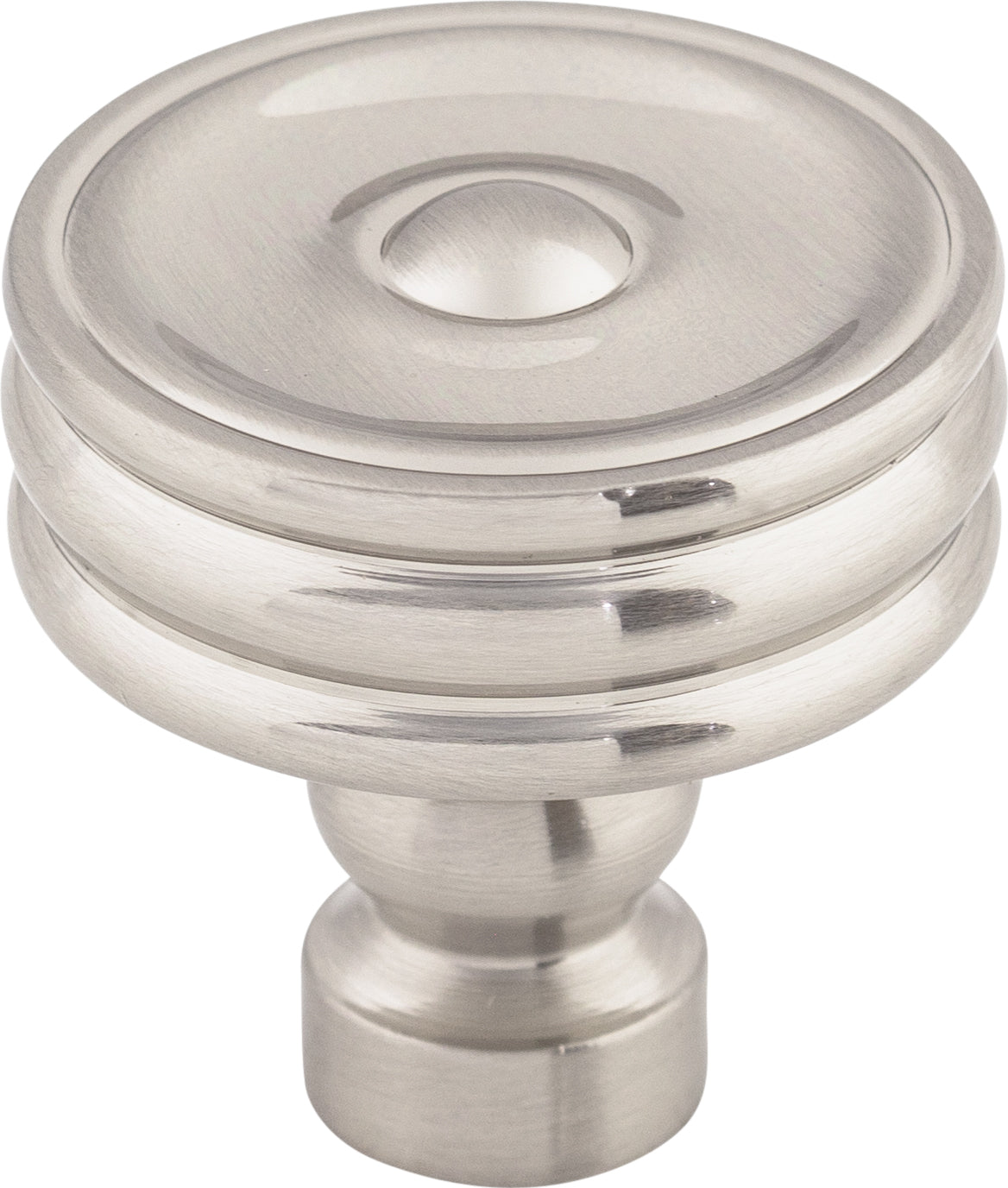 Top Knobs Brixton Series 1-1/4"L Ridged Knob, Brushed Satin Nickel