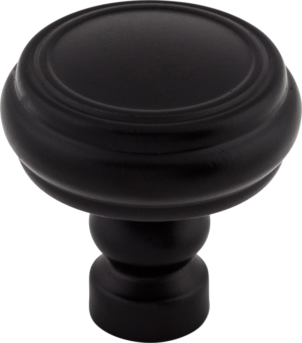 Top Knobs Brixton Series 1-1/4"L Rimmed Knob, Flat Black