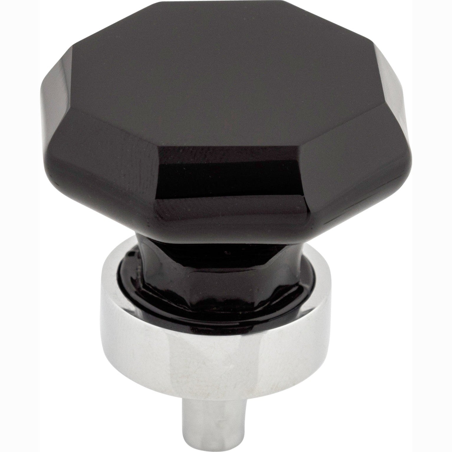 Top Knobs Black Octagon Crystal Series 1-3/8"L Knob, 