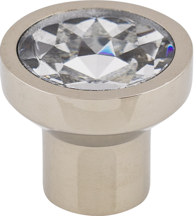 Top Knobs Wentworth Crystal Round Series 13/16"L Knob, Polished Nickel Base