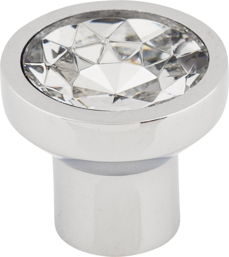 Top Knobs Wentworth Crystal Round Series 13/16"L Knob, Polished Chrome Base