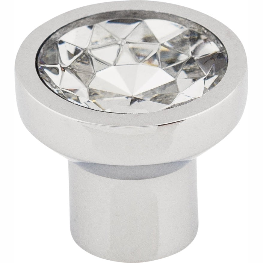 Top Knobs Wentworth Crystal Round Series 13/16"L Knob, Polished Chrome Base