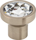 Top Knobs Wentworth Crystal Round Series 13/16"L Knob, Brushed Satin Nickel Base