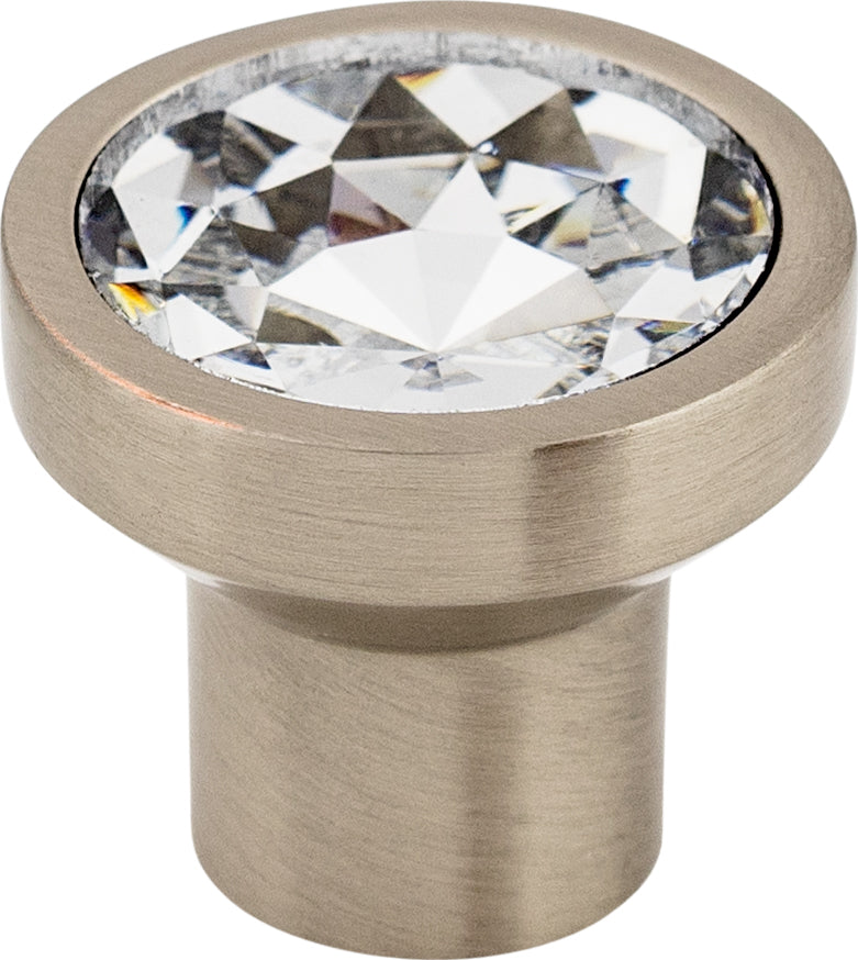 Top Knobs Wentworth Crystal Round Series 13/16"L Knob, Brushed Satin Nickel Base