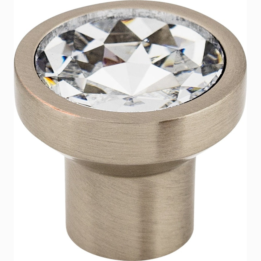 Top Knobs Wentworth Crystal Round Series 13/16"L Knob, Brushed Satin Nickel Base